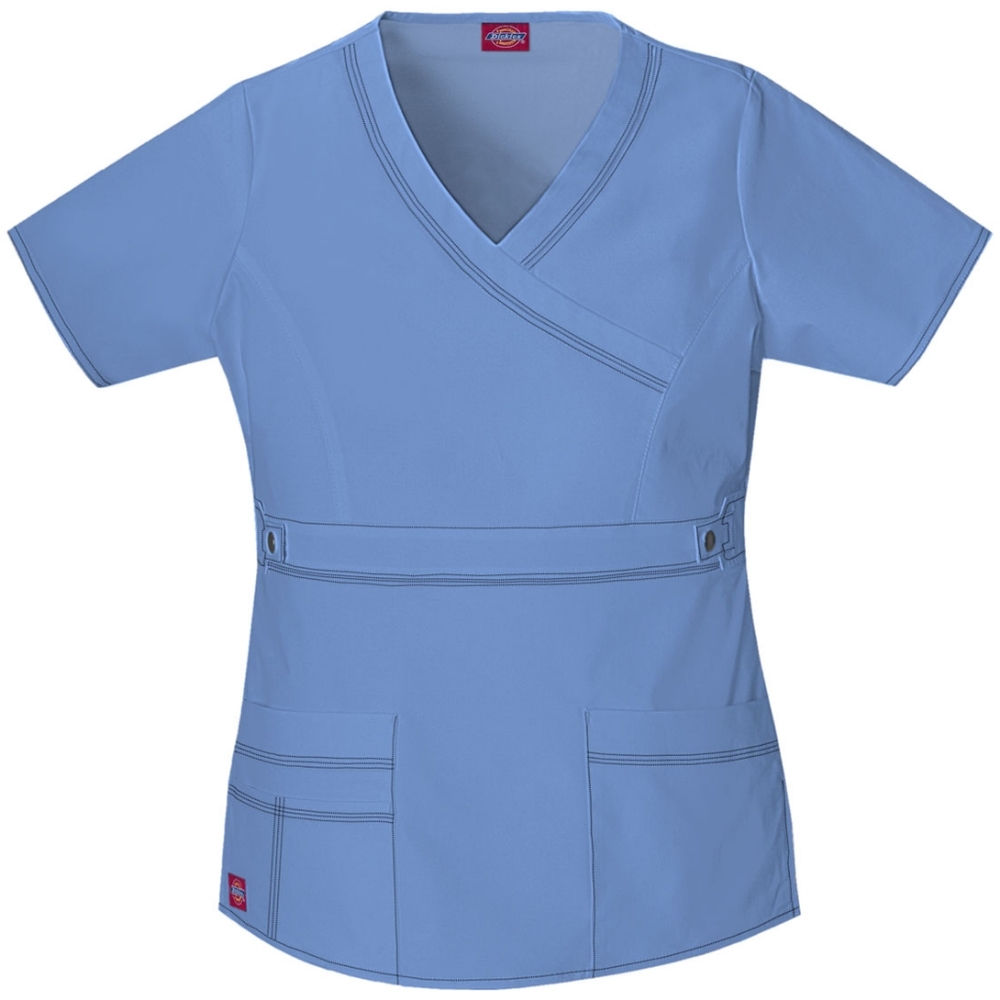 Dickies Gen Flex Mock Wrap Scrub Top In Ceil Blue *NWT*